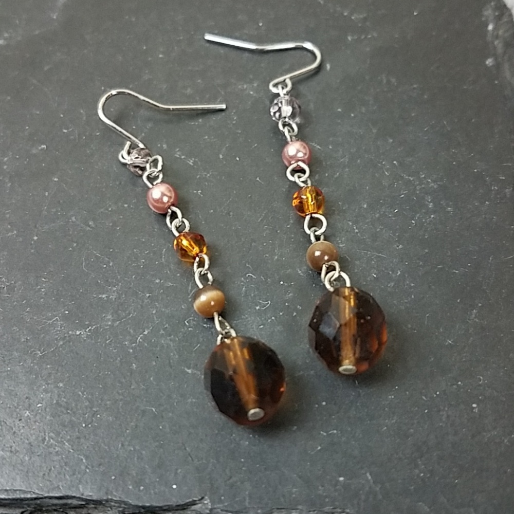 Brown beaded earrings